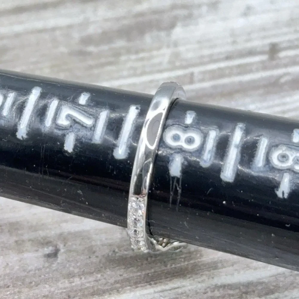 Sterling Silver Ring Sky Blue CZ Faceted Solitaire Halo Clear CZ Size 7.75 Prong - Picture 13 of 14